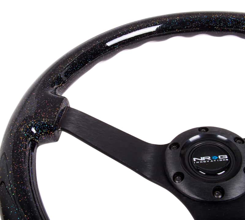 NRG — NRG Reinforced Steering Wheel (350mm / 3in Deep) Classic Blk Sparkle Wood Grain w/Blk 3-Spoke Center - view 3