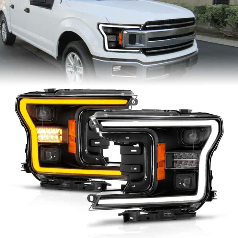 ANZO — ANZO 18-20 Ford F-150 (w/o Fctry LED) Full LED Proj Headlights w/Light Bar Swtchbk Seq. Black w/Init
Head Light Set
HdLtSet - view 2