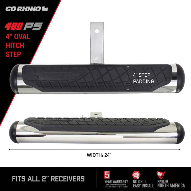 Go Rhino — Go Rhino 4in Oval Hitch Step - Stainless
Hitch Step - view 5