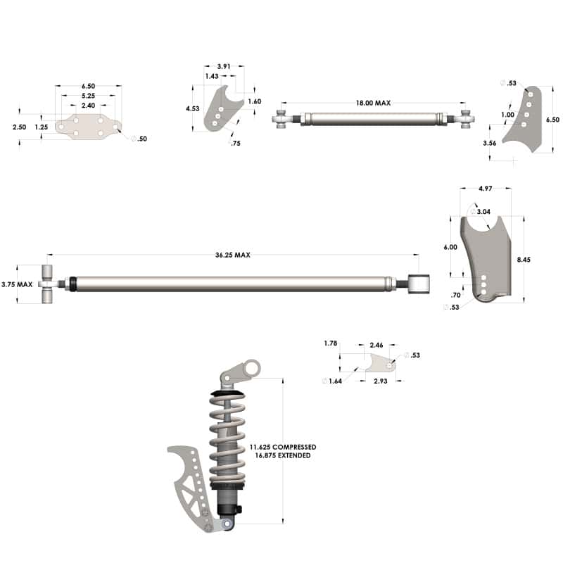 QA1 — QA1 HD Pro Rear Triangulated 4-Link Kit - Front Mount Single Adj Coilovers
Triangulated 4-Link - view 2