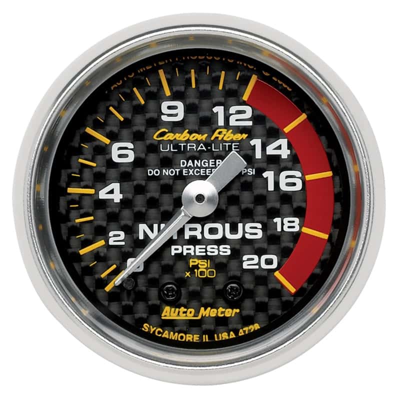 AutoMeter — Autometer Carbon Fiber 52mm 1600 PSI Mechanical Nitrous Pressure Gauge
GA 2" N2O MECH C2 - view 2