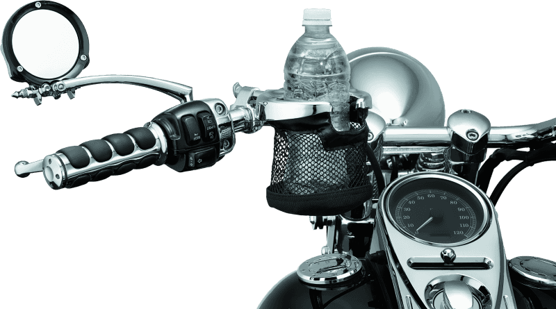 Kuryakyn — Kuryakyn Drink Holder with Mesh Basket 1 inch Clamp Chrome - view 2