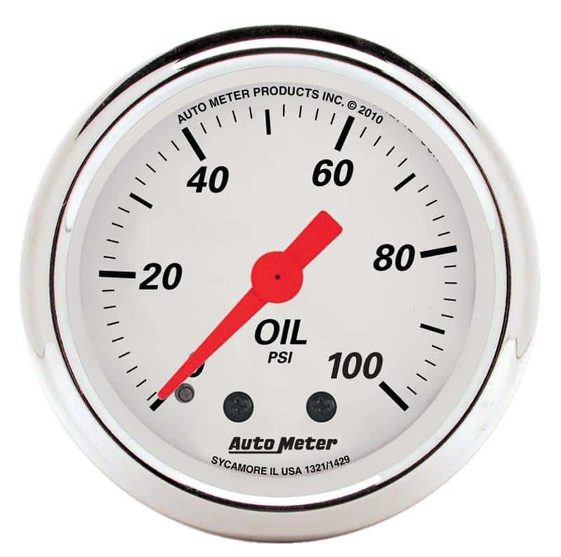 AutoMeter — AutoMeter Gauge Oil Press 2-1/16in. 100PSI Mech Arctic White
GA 2" OILP MECH AW - view 1
