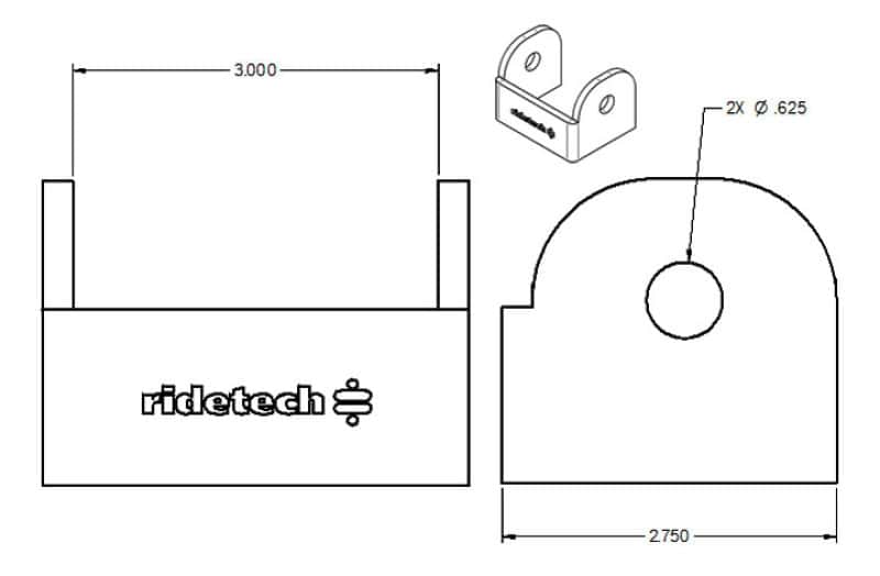 Ridetech — Ridetech Large Rod End Bracket for 3in Wide Rod End
Rod End Bracket - view 2