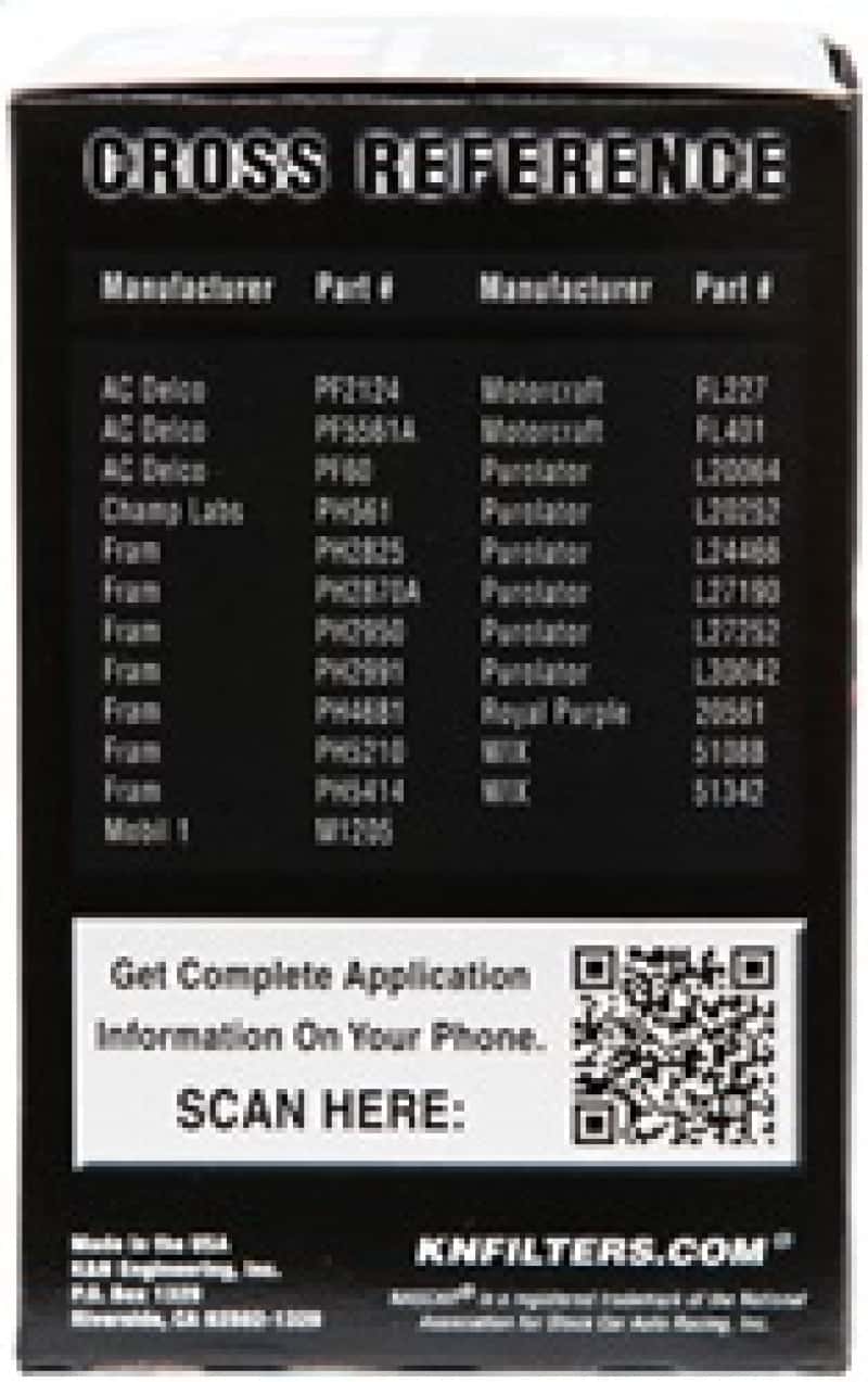 K&N Engineering — K&N Oil Filter for Nissan/Ford/Toyota/Audi/Chevy/Subaru/VW/Porsche/BMW 3in OD x 5.063in H - view 9