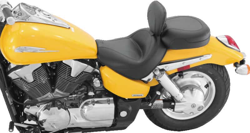 Mustang Motorcycle — Mustang 04-09 Honda VTX1300C Wide Touring 2PC Seat w/Driver Backrest - Black - view 3
