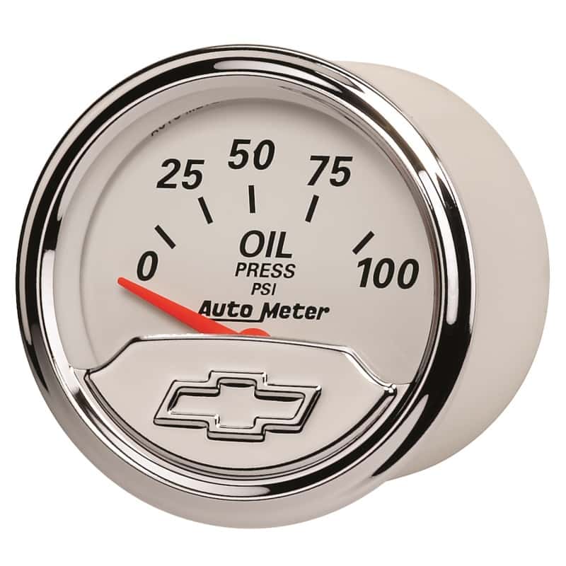 AutoMeter — Autometer Chevy Vintage Bowtie 2-1/16in 0-100PSI Electronic Oil Pressure Gauge
GA 2" OILP ELEC CV - view 4