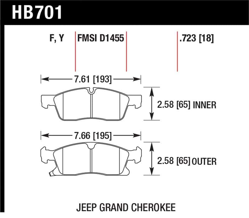 Hawk Performance — Hawk 11-12 Dodge Durango / 11-12 Jeep Grand Cherokee Perf Ceramic Front Street Brake Pads
Disc Brake Pad - view 1