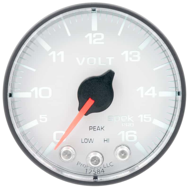 AutoMeter — Autometer Spek-Pro Gauge Voltmeter 2 1/16in 16V Stepper Motor W/Peak & Warn Wht/Blk
GA 2" VOLT WFB SPEK - view 2