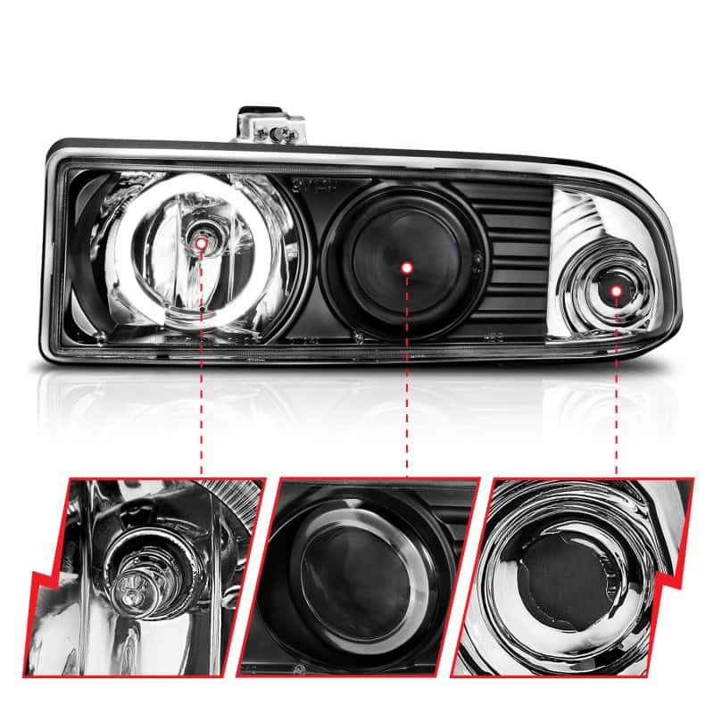 ANZO — ANZO 1998-2005 Chevrolet S-10 Projector Headlights w/ Halo Black
Head Light Set
HdLtSet - view 4