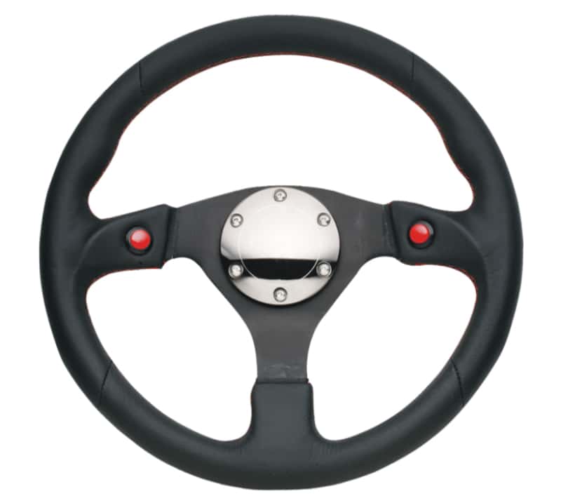 NRG — NRG Reinforced Steering Wheel (320mm) Blk Leather w/Dual Buttons - view 1