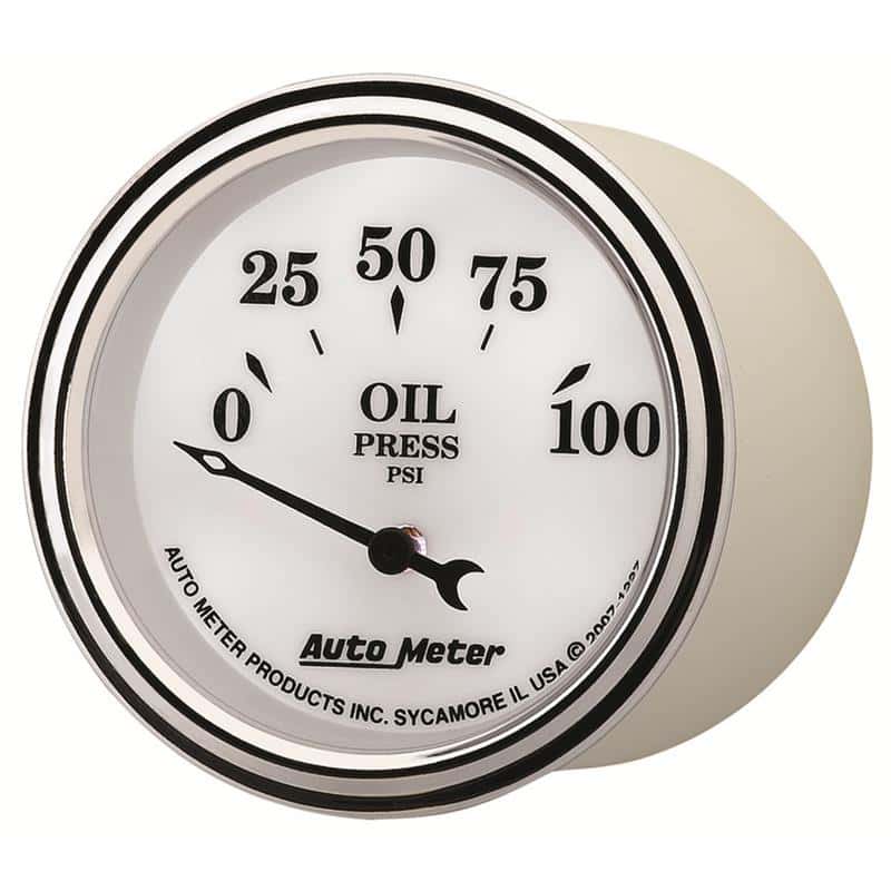 AutoMeter — AutoMeter Gauge Oil Press 2-1/16in. 100PSI Elec Old Tyme White II
2-1/16" OIL PRESS, 0 - view 3