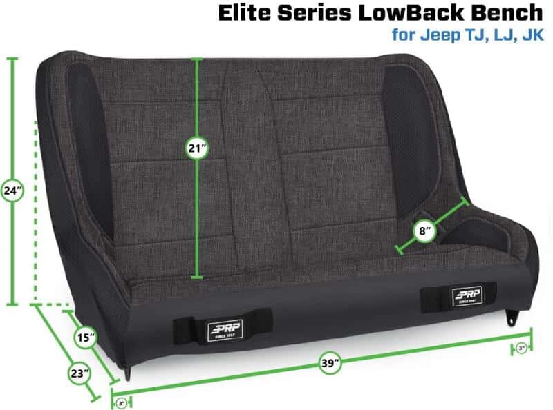 PRP Seats — PRP Jeep Wrangler TJ/LJ/JK Elite Series Suspension Bench Seat
Bench - view 3