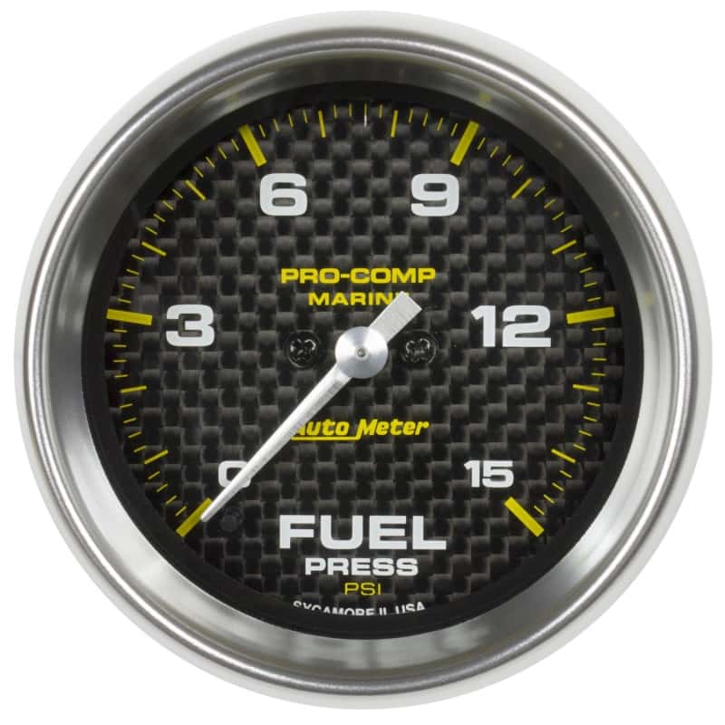 AutoMeter — Autometer Marine Carbon Fiber 2-1/16in 15 PSI Digital Stepper Motor Fuel Pressure Gauge
GA 2" FP 15PSI MCF - view 1