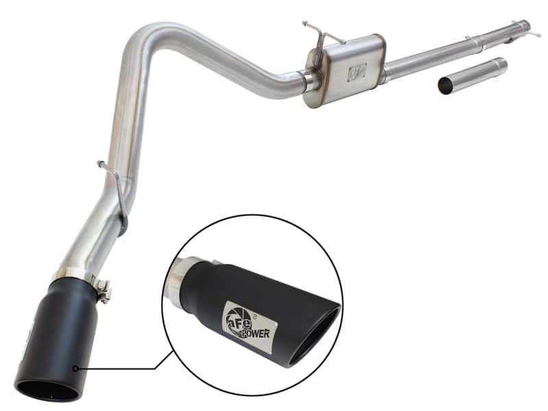 aFe — aFe MACHForce XP Exhaust 3in-3.5in SS Single Side Ext CB w/ Black Tip 99-04 Ford F150 V8 5.4L/6.8L
Cat-Back Exhaust - view 1