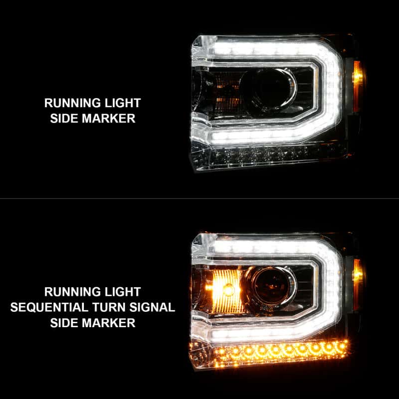 ANZO — ANZO 2014-2015 GMC Sierra 1500 Projector Headlights w/ Light Bar Chrome Housing (Halogen Type)
Head Light Set
HdLtSet - view 9