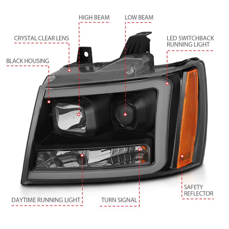 ANZO — ANZO 07-14 Chevy Tahoe Projector Headlights w/ Plank Style Design Black w/ Amber
Projector Headlights
Head Light Set - view 11