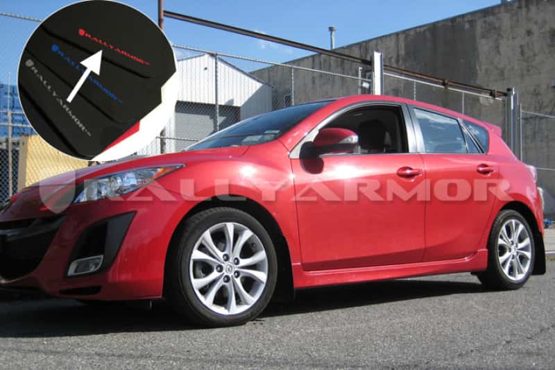 Rally Armor — Rally Armor 10-13 Mazda3/Speed3 (Hatch/Sedan) Black UR Mud Flap w/Red Logo
Mud Flap - view 2