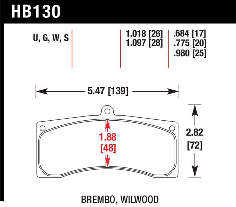 Hawk Performance — Hawk Universal Brembo DTC-70 Race Brake Pads Thickness 1.018
Disc Brake Pad - view 1