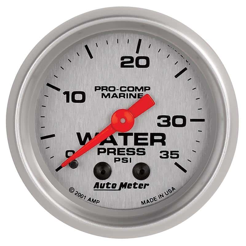 AutoMeter — Autometer Marine Silver 2-1/16in 35 PSI Mechanical Water Pressure Gauge
GA 2" WP 35PSI M MS - view 2