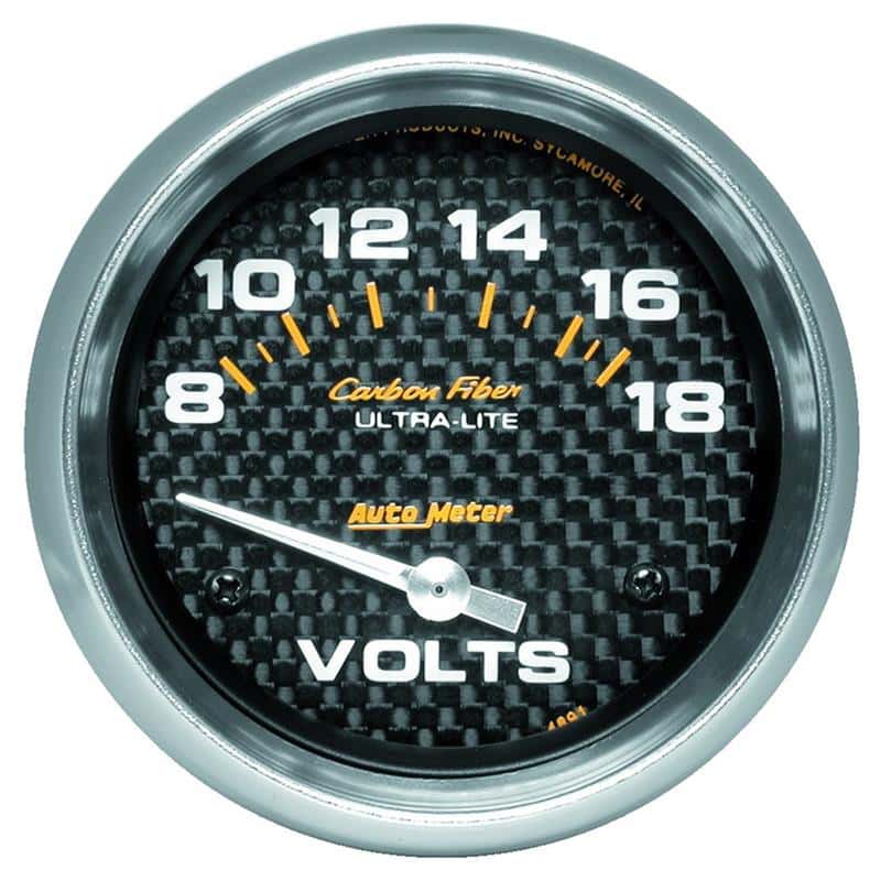 AutoMeter — Autometer Carbon Fiber 2-5/8in 18V Electric Voltmeter Gauge
GA 2.6" VOLT CF - view 2