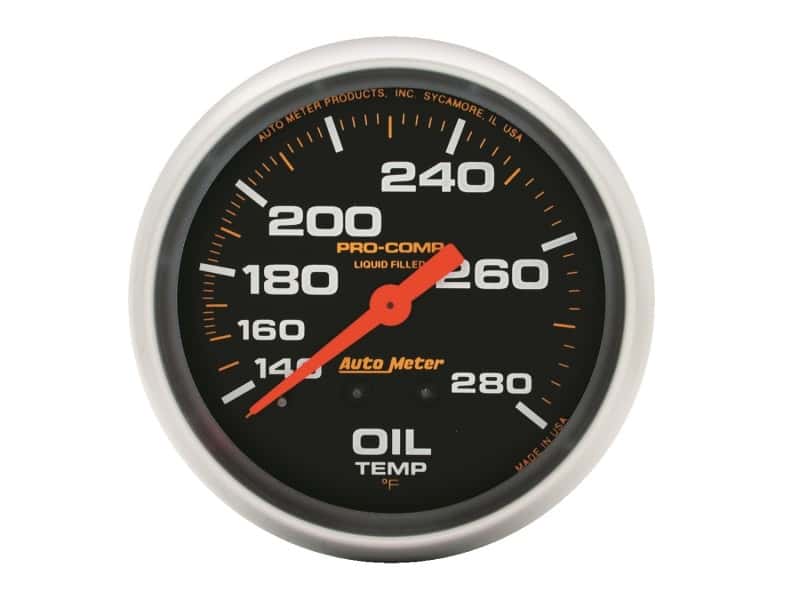 AutoMeter — Autometer Liquid Filled Mechanical 66.7mm 140-280 deg F Oil Temperature Gauge Includes 12 ft Tubing
2-5/8" OIL TEMP, 140 - view 1