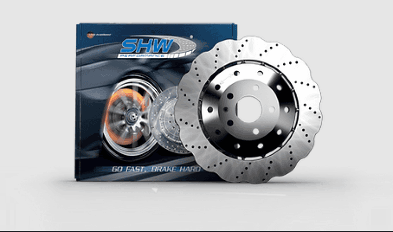 SHW Performance — SHW 14-18 Audi RS7 4.0L Front Drilled-Dimpled Lightweight Wavy Brake Rotor (4G0615301AH) - view 1