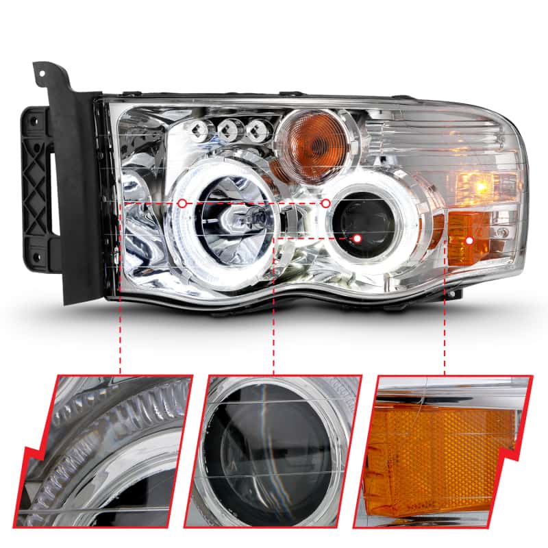 ANZO — ANZO 2002-2005 Dodge Ram 1500 Projector Headlights w/ Halo Chrome Clear Amber
Head Light Set
HdLtSet - view 5