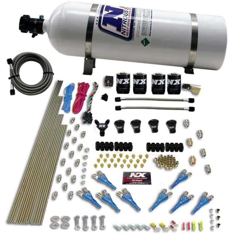 Nitrous Express — Nitrous Express Pro-Shk/Gas 4 Solenoids Nitrous Kit (200-600HP) w/15lb Bottle
Injection System Kit
N2OSys - view 2