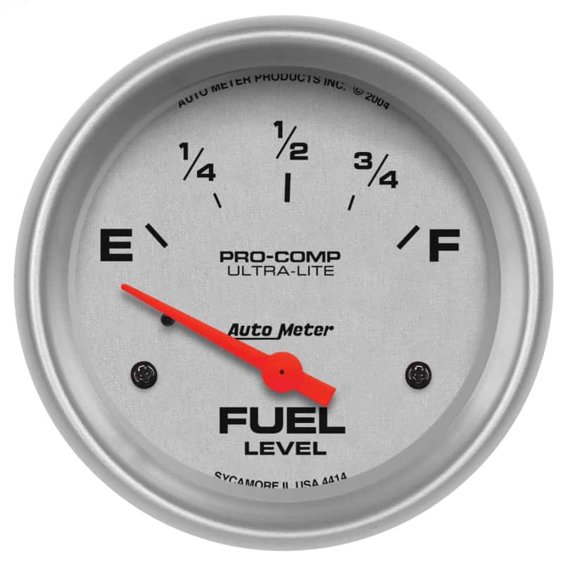 AutoMeter — Autometer Ultra-Lite 66.7mm Short Sweep Electronic 0 E/90 F Fuel Level Gauge
2-5/8" FUEL LEVEL, 0 - view 2