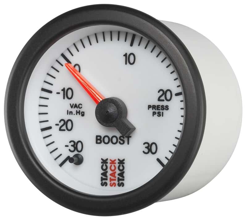 AutoMeter — Autometer Stack 52mm -30INHG to +30 PSI (Incl T-Fitting) Pro Stepper Motor Boost Press Gauge - White
Ga Bst Stpr W 30psi - view 2