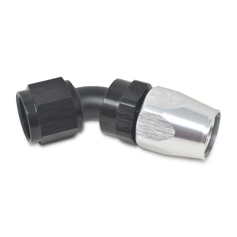 Russell — Russell Performance -6 AN Black/Silver 45 Degree Full Flow Hose End
Hose Fitting - view 4