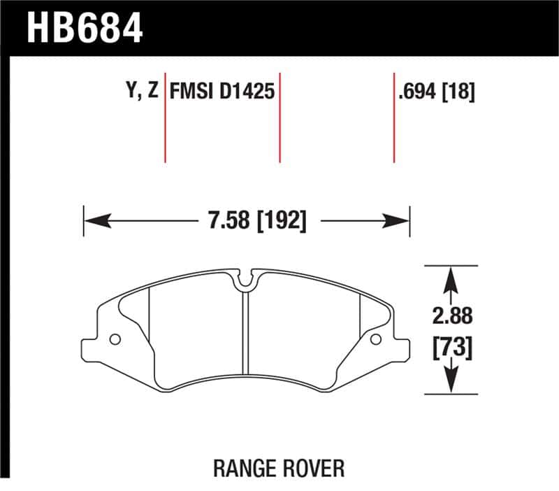 Hawk Performance — Hawk 10-13 Range Rover/Range Rover Sport Supercharged Performance Ceramic Street Front Brake Pads
Disc Brake Pad - view 1