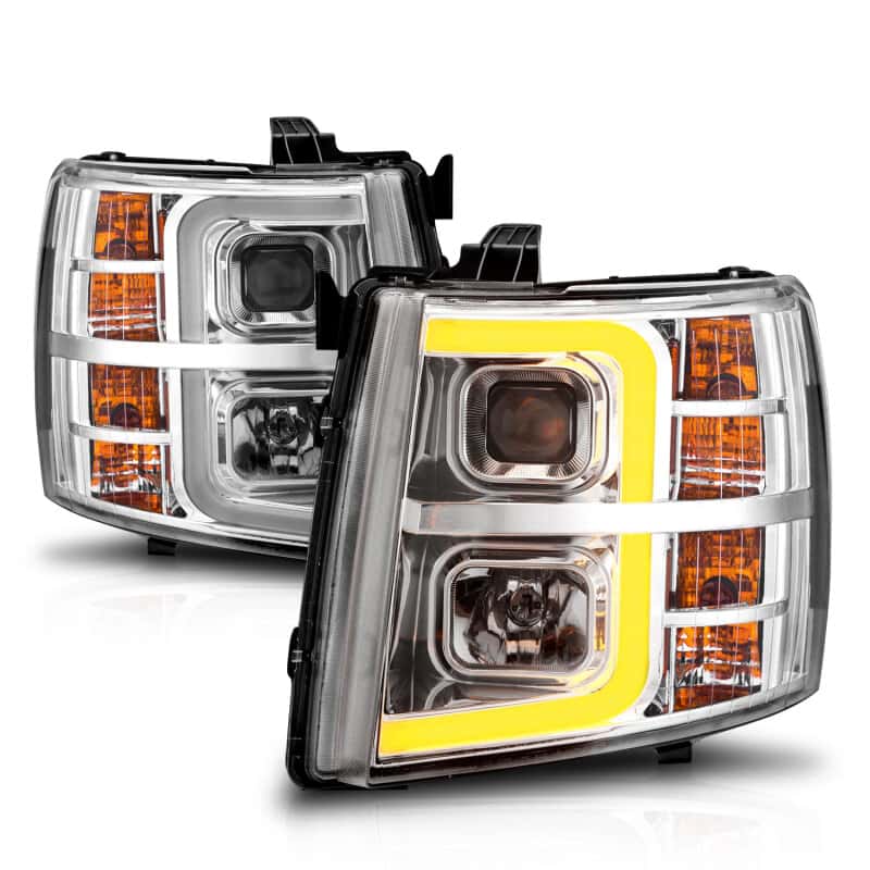 ANZO — ANZO 2007-2013 Chevrolet Silverado 1500 Projector w/ Light Bar Chrome Housing w/ Sequential
Head Light Set
HdLtSet - view 14