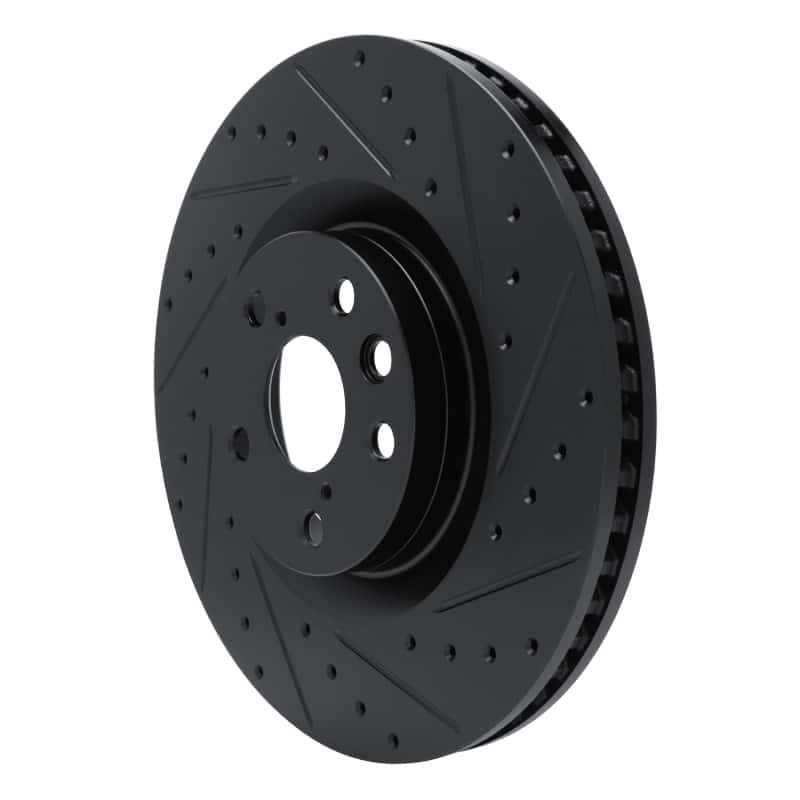 R1 Concepts — R1 11-25 Lexus IS200T Right Front Drilled & Slotted Black Brake Rotor - view 2