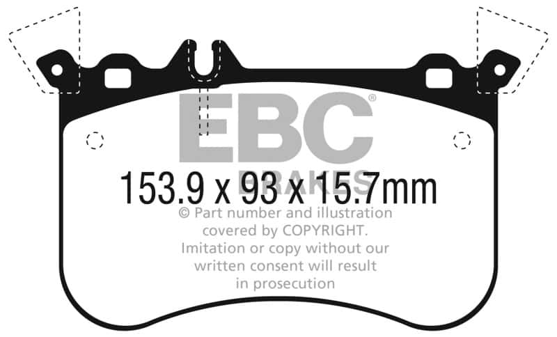 EBC — EBC 14-18 Mercedes CLA45 AMG w/13.8in Front Rotors Yellowstuff Front Brake Pads
Disc Brake Pad - view 1