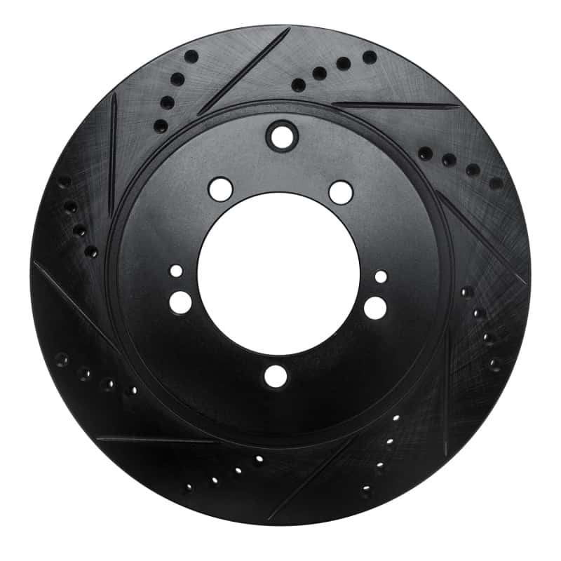 R1 Concepts — R1 03-06 Mitsubishi Lancer Rear Left Drilled & Slotted Black Brake Rotor
R1 Brake Rotor Drill - view 1