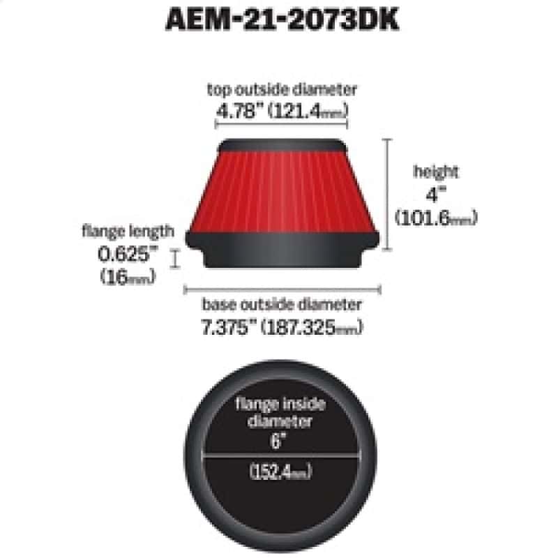 AEM Induction — AEM 5 in x 5 in Dryflow Air Filter
Air Filter - view 4