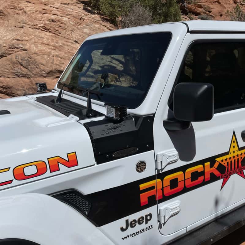 Rock Slide Engineering — Rock Slide 21-22 Jl/Gladiator: Mojave/Recon/392 Models Jl/Jt Cowl Led Light Pod Brackets
LED POD Bracket - view 2
