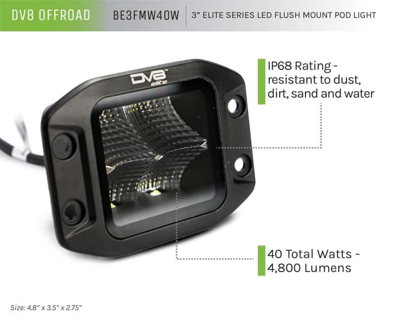 DV8 Offroad — DV8 Offroad Elite Series 3in Cube LED Light 40W Spot 3W LED
3 in. LED CUBE LIGHT - view 2