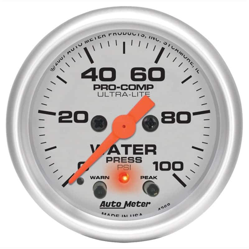 AutoMeter — Autometer Ultra-Lite 2-1/16in 0-100PSI Electronic Water Pressure Gage
2-1/16" WATER PRESS, - view 1