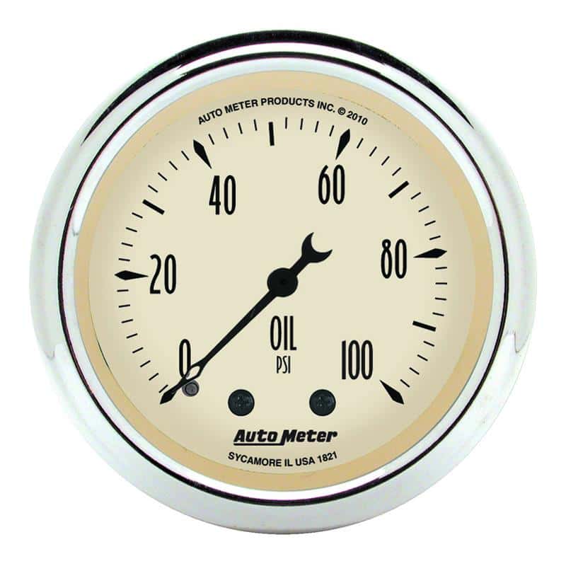 AutoMeter — Autometer Antique Beige 52.4mm 0-100 PSI Mechanical Oil Pressure Gauge
GA 2" OILP MECH AB - view 1