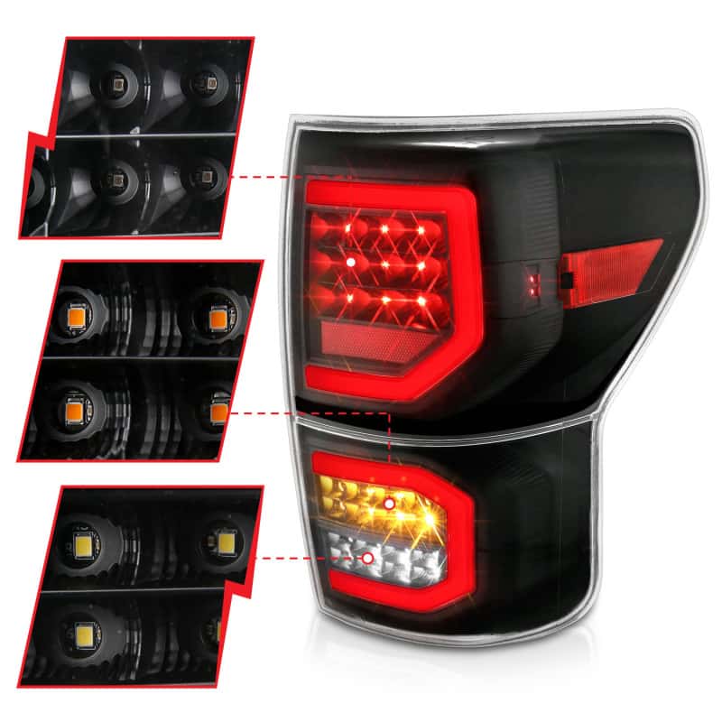 ANZO — ANZO 2007-2013 Toyota Tundra LED Taillights Plank Style Black w/Clear Lens - view 11