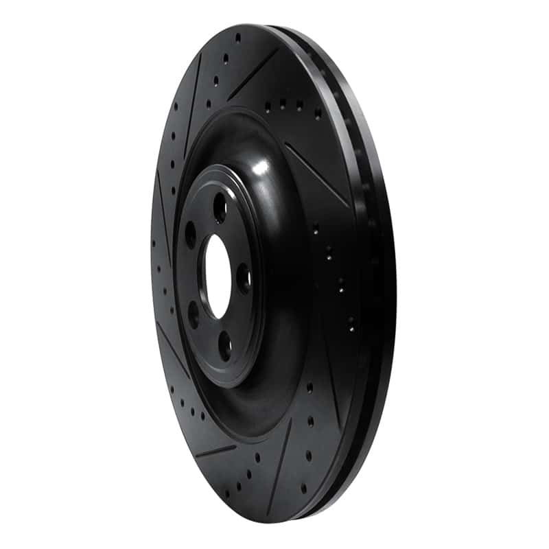 R1 Concepts — R1 10-24 Jaguar XFR Rear Left Drilled & Slotted Black Brake Rotor
R1 Brake Rotor Drill - view 2