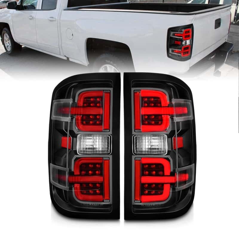 ANZO — ANZO 15-19 Chevy Silverado 2500HD/3500HD (Halgn Only) LED Tail Lights w/Black Light Bar & Clear Lens - view 1