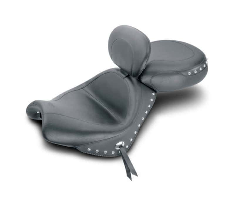 Mustang Motorcycle — Mustang 02-08 Honda VTX1800 Retro, S ,T Wide Touring 2PC Seat w/Driver Backrest Studs - Black - view 1