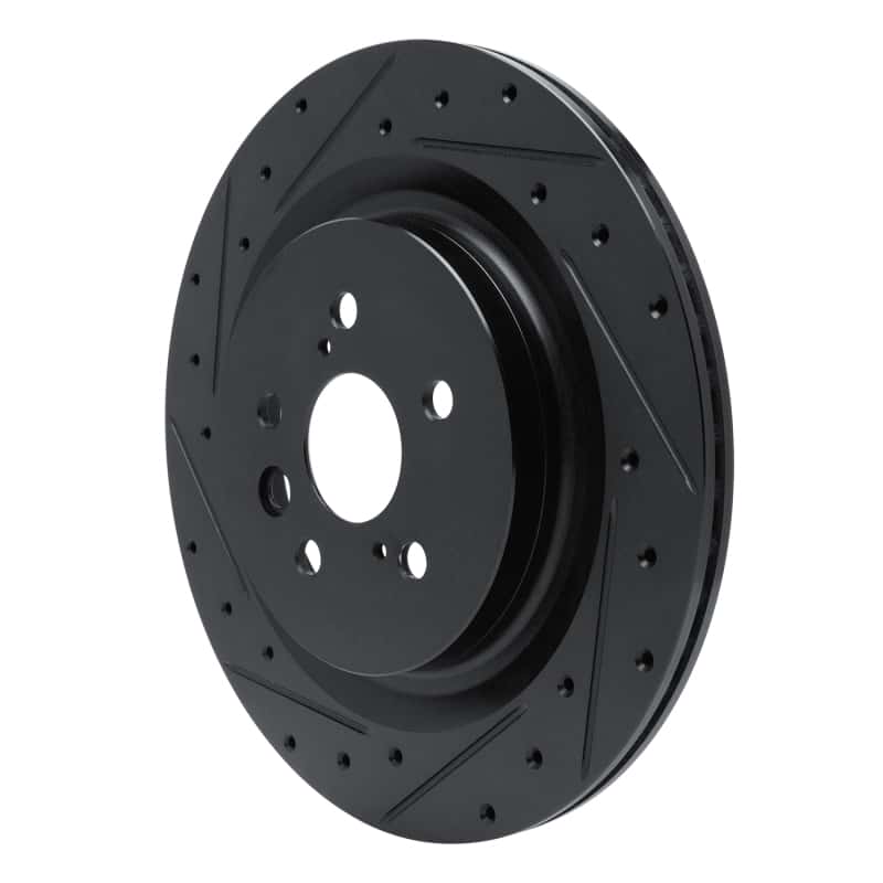 R1 Concepts — R1 2020-2025 Lexus RX350 Rear Left Drilled & Slotted Black Brake Rotor - view 2