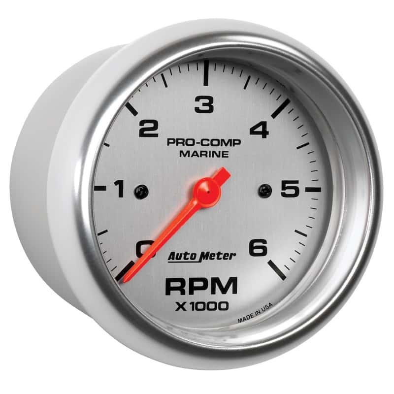 AutoMeter — Autometer Marine Silver Ultra-Lite Gauge 3-3/8in Tachometer 6K RPM
3.4" TACH 6KRPM MS - view 6