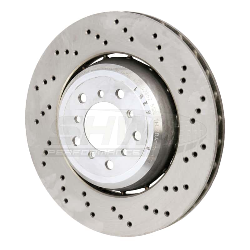 SHW Performance — SHW 08-13 BMW M3 4.0L Right Front Cross-Drilled Lightweight Brake Rotor (34112283802) - view 2