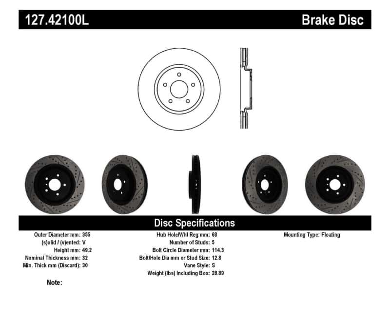 Stoptech — StopTech Infiniti G37 / Nissan 370Z SportStop Slotted & Drilled Front Left Rotor
Slot/Drill Rotor - view 6